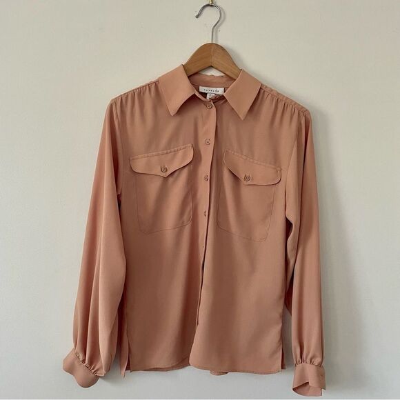 Top Shop Nude colored blouse Size 2 Basics Closet Staples Career Wear - Picture 1 of 2